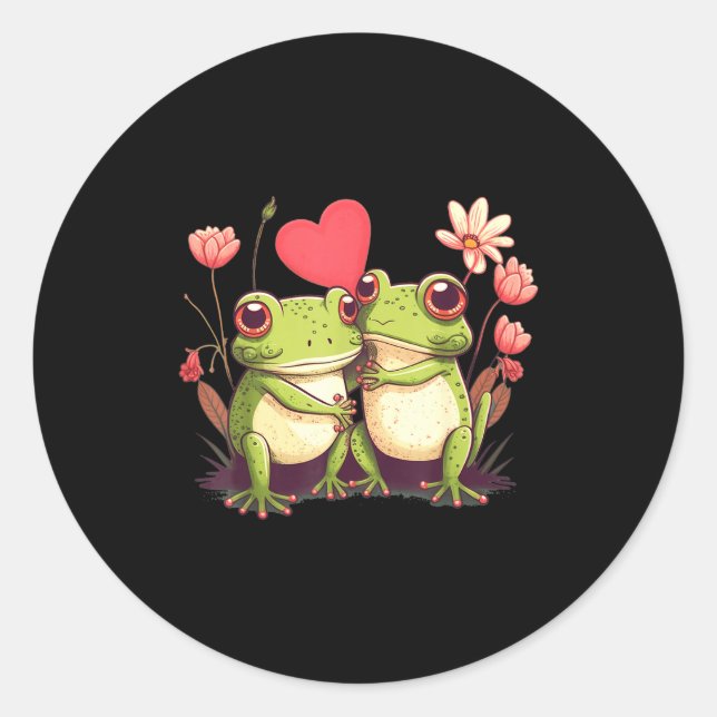 Two Frogs Valentines Day Love On Couple Frog  Runder Aufkleber (Vorderseite)