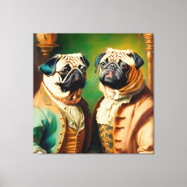 Two Funny Anthropomorphic Vintage Pug Leinwanddruck