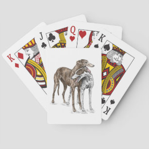 Two Greyhound Friends Dog Art Spielkarten
