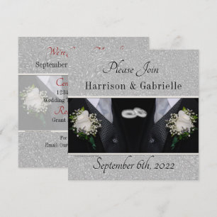 Two Grooms Two Hearts Wedding Einladung