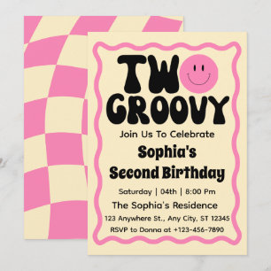 Two Groovy Girl 2. Geburtstag Einladung