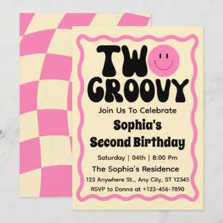 Two Groovy Girl 2. Geburtstag Einladung