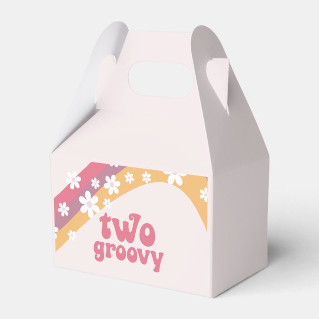Two Groovy Hippie Daisy boho Rainbow Favor Box Geschenkschachtel (Vorderseite)