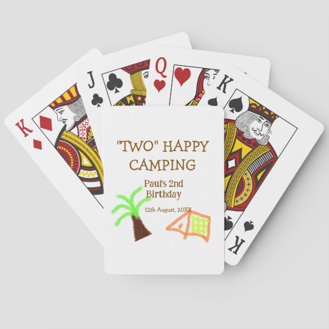 Two happy camping 2nd birthday tree camp kids spielkarten (Rückseite)