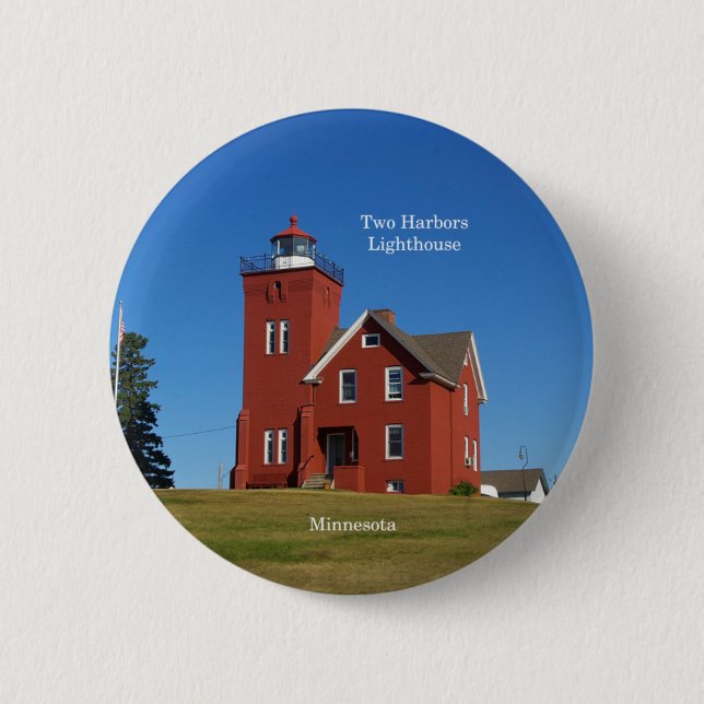 Two Harbors Leuchtturm-Knopf Button (Vorderseite)