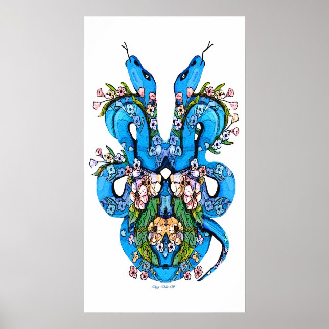 Two Headed Blue snake Poster Print (Vorne)