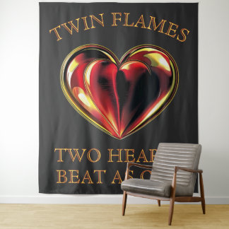 Two Hearts Beat As One Twin Flames Soulmates Love Wandteppich