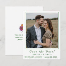 Two Hearts Catholic Flat Save The Date Card