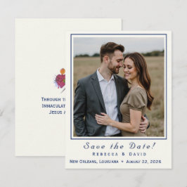 Two Hearts Catholic Flat Save The Date Card