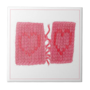 TWO HEARTS KNIT Carreau en céramique 4,25"