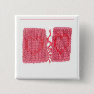 TWO HEARTS KNIT Quadratischer Pin-Button Button