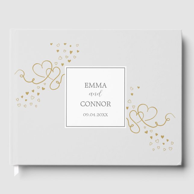 Two Hearts Modern Weeding Gästebuch (Vorderseite)