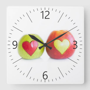 Two hearts One love Quadratische Wanduhr