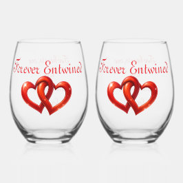 Two Hearts, One Love Weinglas Ohne Stiel