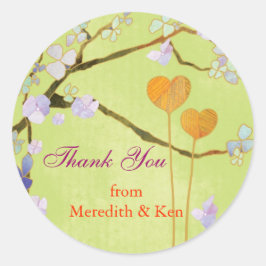 Two Hearts Spring Green Wedding Vielen Dank Runder Aufkleber