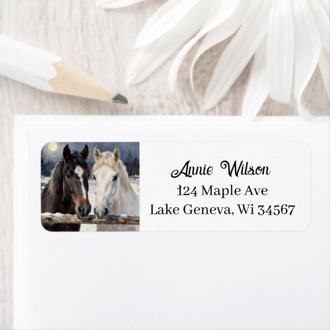 Two Horses on a Snowy Farm | Personalized (Insitu)