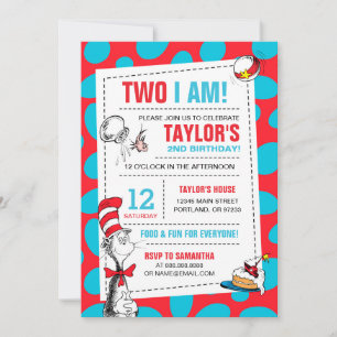 Two I Am   Invitation d'anniversaire du Chat dans 