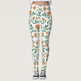 Two images of floral leggings showcase 