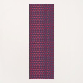 Two images show a purple and pink geometric  yogamatte