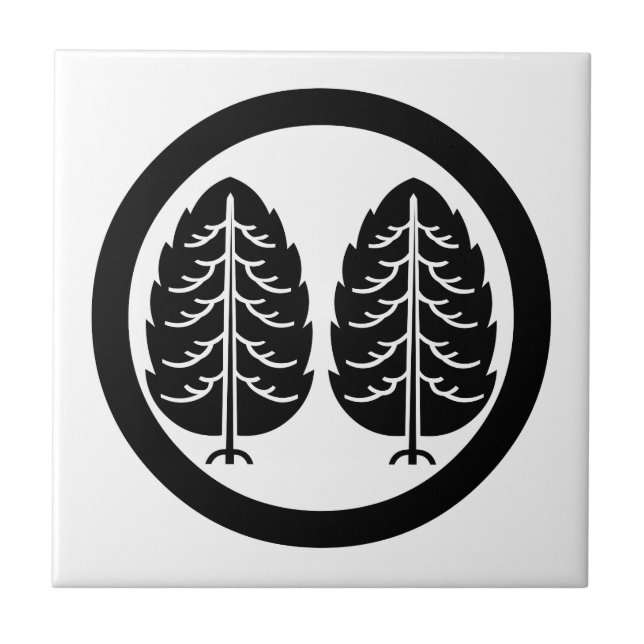 Two Japanese cedars in circle Fliese (Vorderseite)