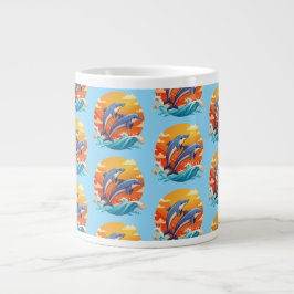 Two jumping cartoon dolphin Jumbo-Tasse