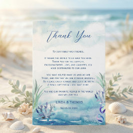 Two Less Fish in The Sea Summer Wedding Thank You Dankeskarte