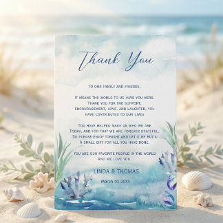 Two Less Fish in The Sea Summer Wedding Thank You Dankeskarte