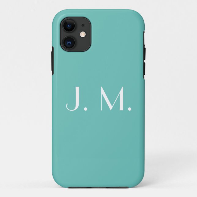 Two Letter Aqua Aquamarin Monogram Minimal Typogra Case-Mate iPhone Hülle (Rückseite)