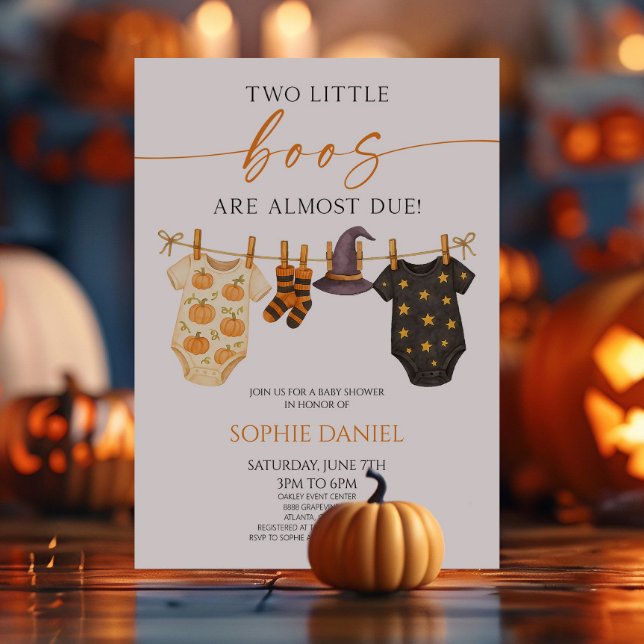 Two Little Boos Are Almost Due! Twins Baby Shower Einladung (Von Creator hochgeladen)