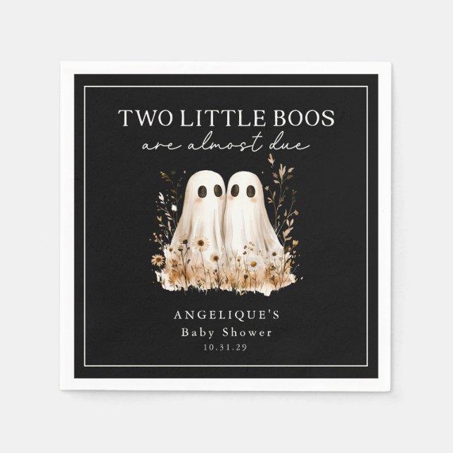 Two Little Boos Ghosts Wildflower Baby Shower  Serviette (Vorderseite)