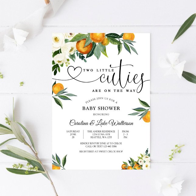 Two Little Cuties Baby Shower Invitation (Créateur téléchargé)