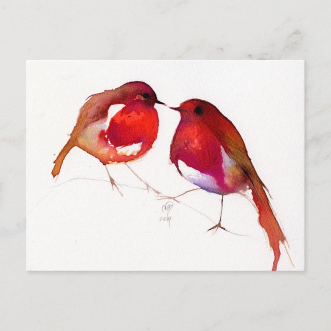 Two Little Ink Birds 2014 Postkarte (Vorderseite)