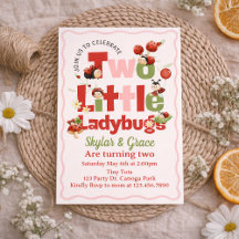 Two Little Ladybugs Birthday Invitation – Twins 2n