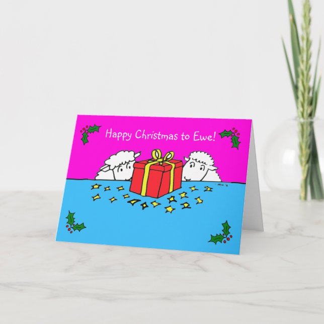 Two Little Sheep Gift Christmas Card Karte (Vorderseite)