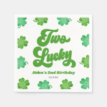 Two Lucky Green Shamrock Clover 2nd Birthday Party