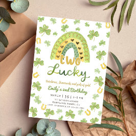 Two Lucky St Patrick's 2nd Birthday Invitation Einladung