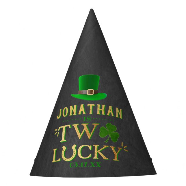 Two Lucky St. Patrick's Day 2. Geburtstag Partyhütchen (Vorderseite)