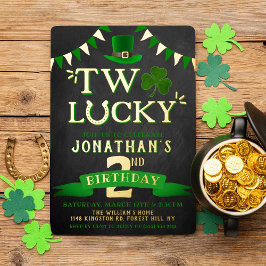 Two Lucky St. Patrick's Day 2. Geburtstag Real Folieneinladung