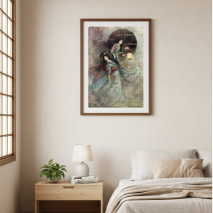 Two Maidens and Lantern by Warwick Goble Poster