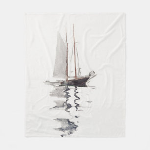 Two-masted Schooner with Dory by Winslow Homer Fleecedecke
