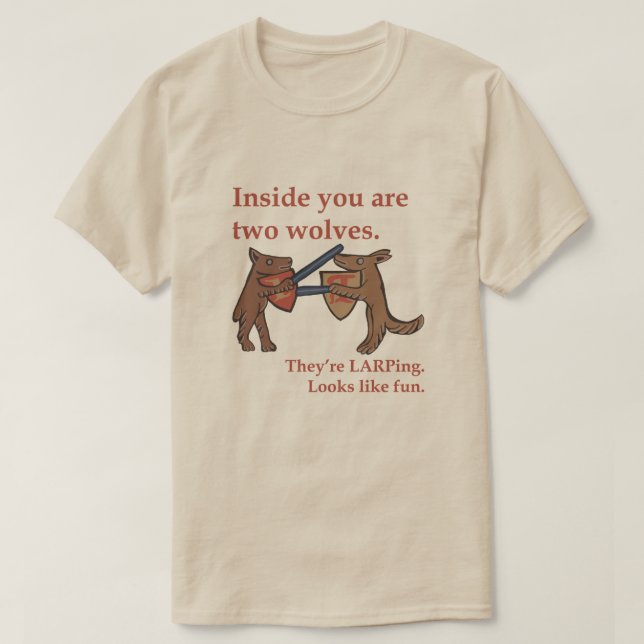 Two Medieval Wolves T-Shirt (Design devant)