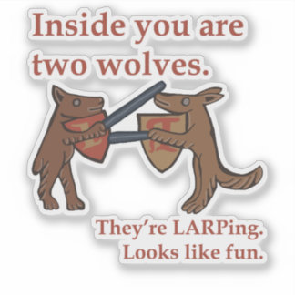 Two Medieval Wolves Vinyl Sticker