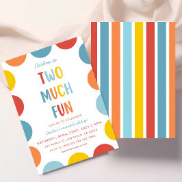 Two Much Fun 2nd Birthday Party Invitation Einladung