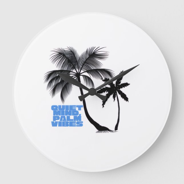 Two Palm Trees Wall Art | Tropical Minimalist Große Wanduhr (Vorderseite)