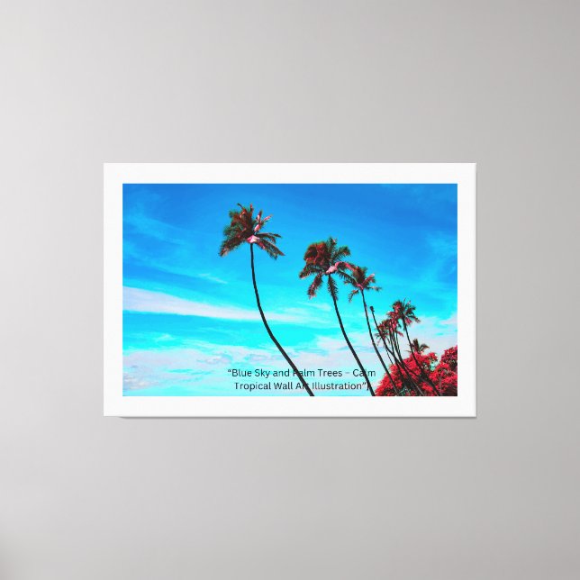 Two Palm Trees Wall Art | Tropical Minimalist Leinwanddruck (Vorderseite)