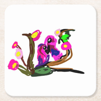 Two parrots live  rechteckiger pappuntersetzer