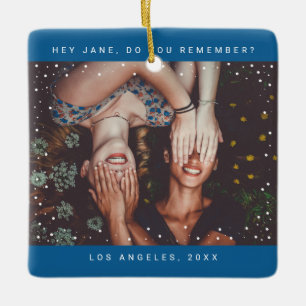 Two Photo Friend Minimalist Holiday Keepsake Keramikornament
