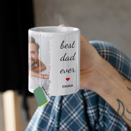 Two Photo Images l Best Dad Ever Cute Red Heart  Tasse