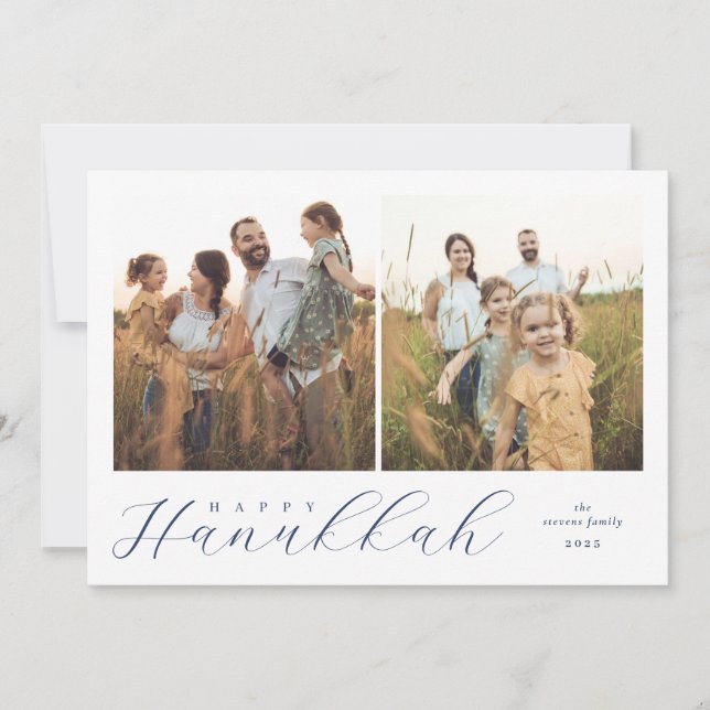 Two Photo Modern Hanukkah Feiertagskarte (Vorderseite)