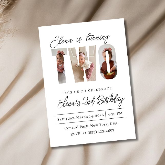 Two Photo Second Birthday Invitation Einladung (Von Creator hochgeladen)